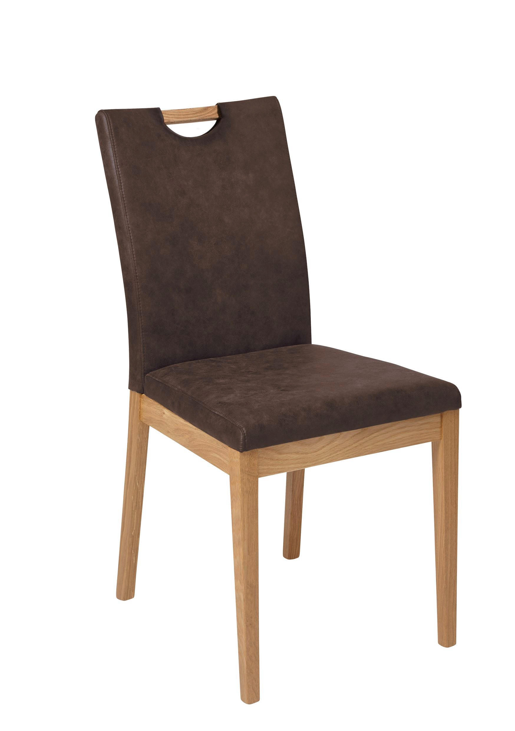 ESSZIMMERSTUHL 2er-Set Delfi 3 Wildeiche Massiv/Microfaser Braun - Braun, Holz (46/95/60cm) - 58aufmkessel