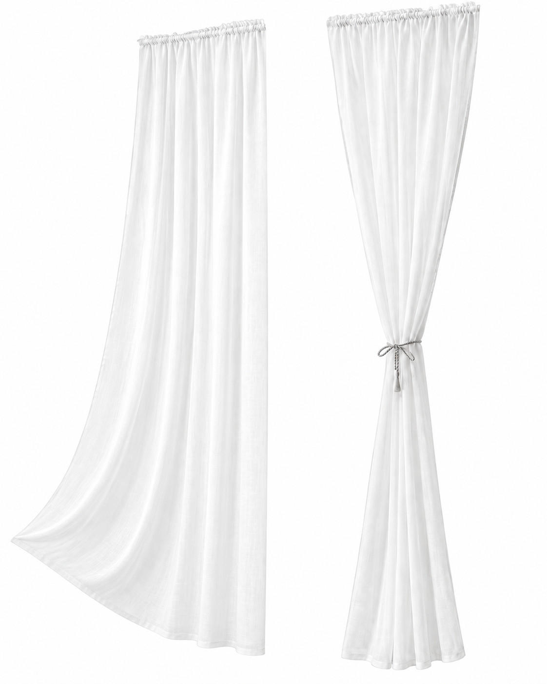 GARDINEN Leinenoptik 140 x 175 cm Weiß 1 Stück - Weiß, Kunststoff (140/175cm) - Woltu