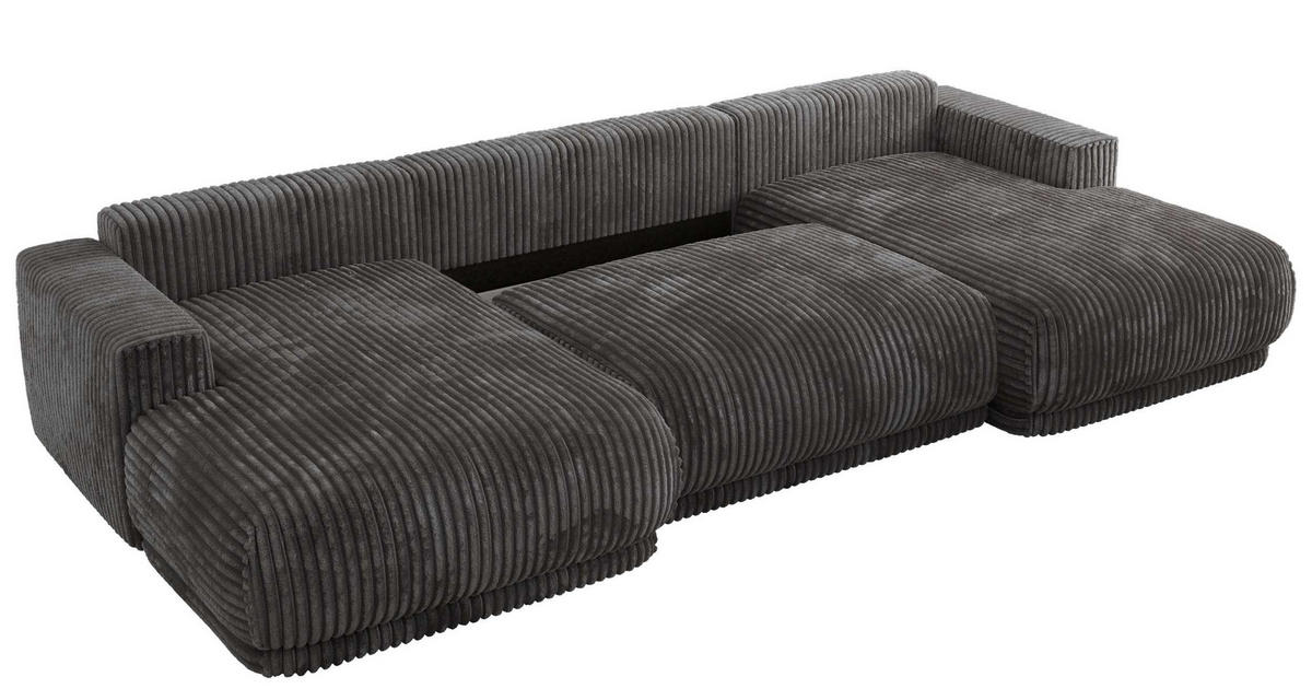 SEDACIA SÚPRAVA RINA U Sivá Menčester - čierna/sivá, textil/plast (360/85/170cm) - MKS