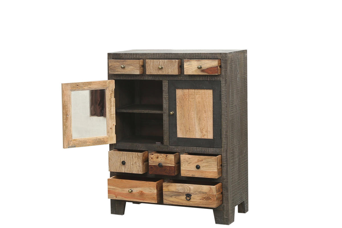 KOMMODE Erik Mangoholz Mehrfarbig 118x40x90cm - Multicolor, Holz (40/118/90cm) - DELUKE