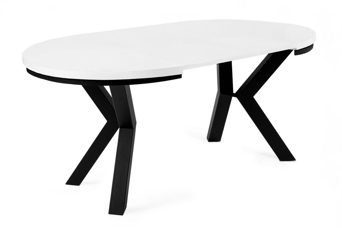 ESSTISCH ROSTEL Ausziehbar 100-180cm Rund, weiß - Schwarz/Weiß, Holz (100/180/75cm) - KONSIMO®