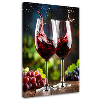 LEINWANDBILD Weingläser mit Wein Trauben 70x100cm - Rot, Textil (70/100cm) - Feeby