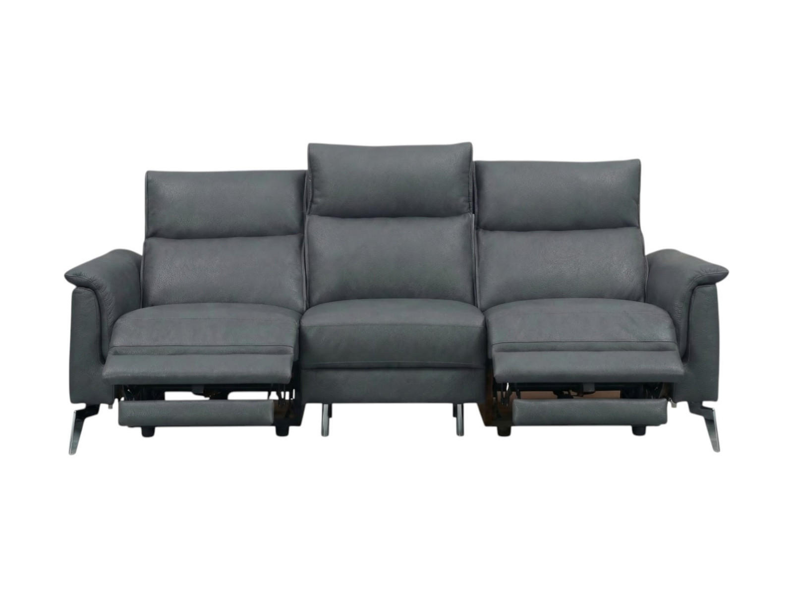 3-SITZER Sofa Borea Echtleder mit 2 x Relaxfunktion Anthrazit - Anthrazit, Leder/Metall (220/102/98cm)