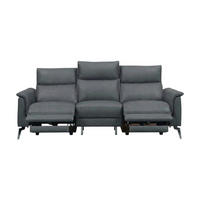 3-SITZER Sofa Borea Echtleder mit 2 x Relaxfunktion Anthrazit - Anthrazit, Leder/Metall (220/102/98cm)