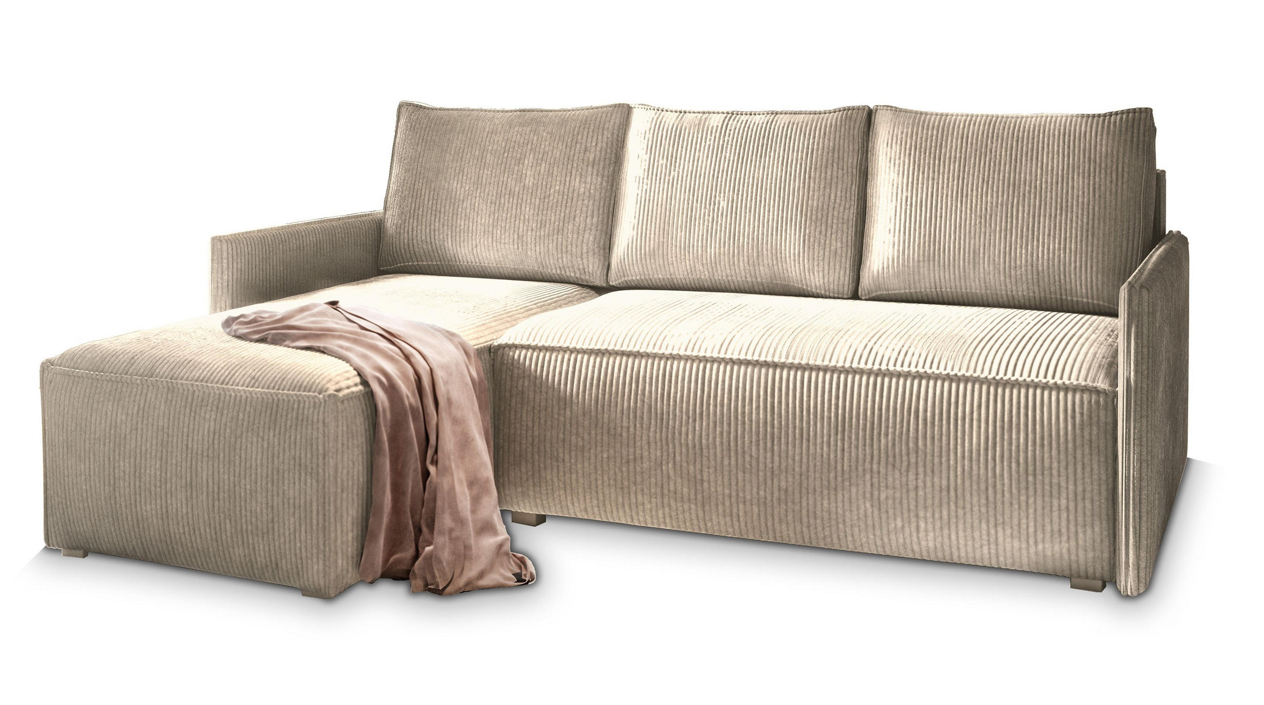 ROHOVÁ SEDAČKA PERUSI béžová - šedá/béžová, dřevo/textil (206/143cm) - MASSENO