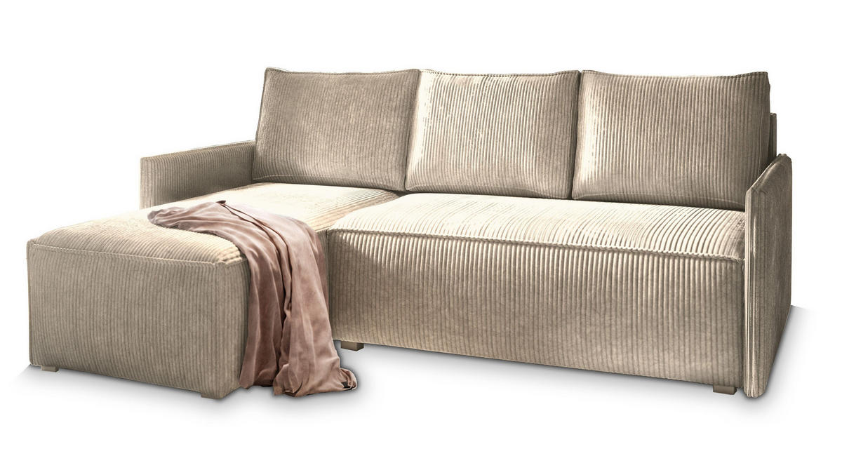 ROHOVÁ SEDAČKA PERUSI béžová - šedá/béžová, dřevo/textil (206/143cm) - MASSENO