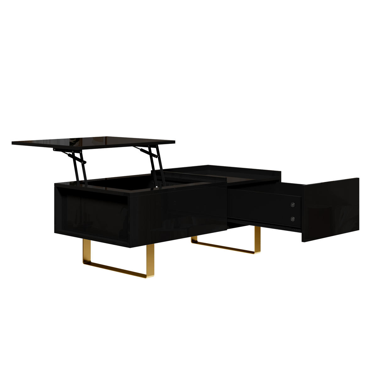KONFERENČNÍSTOLEK MDF Lesklý Zvedací Zásuvka Černý - černá, kompozitní dřevo (50/100/54.5cm) - FLIEKS