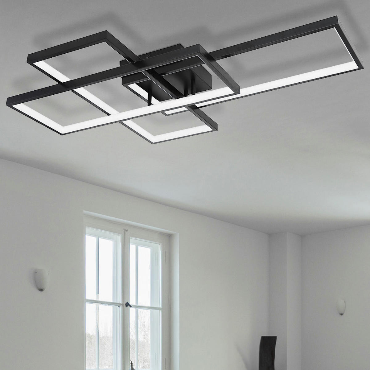 LED DECKENLEUCHTE Schwarz Opal - Schwarz, Metall (75/50/10cm)