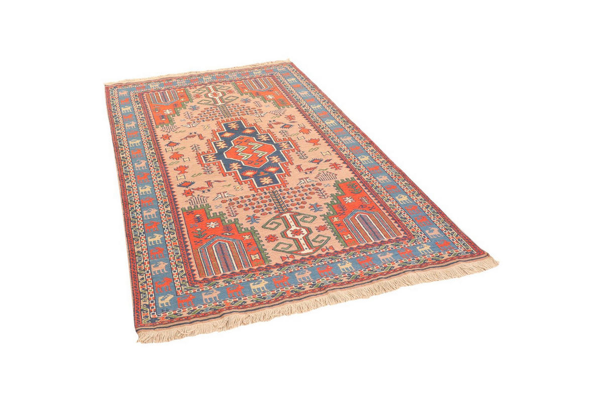 KELIM-TEPPICH handgewebt Sumak Shahsavan Beige 185/125 cm Schurwolle - Beige, Textil (125/185cm) - Looma