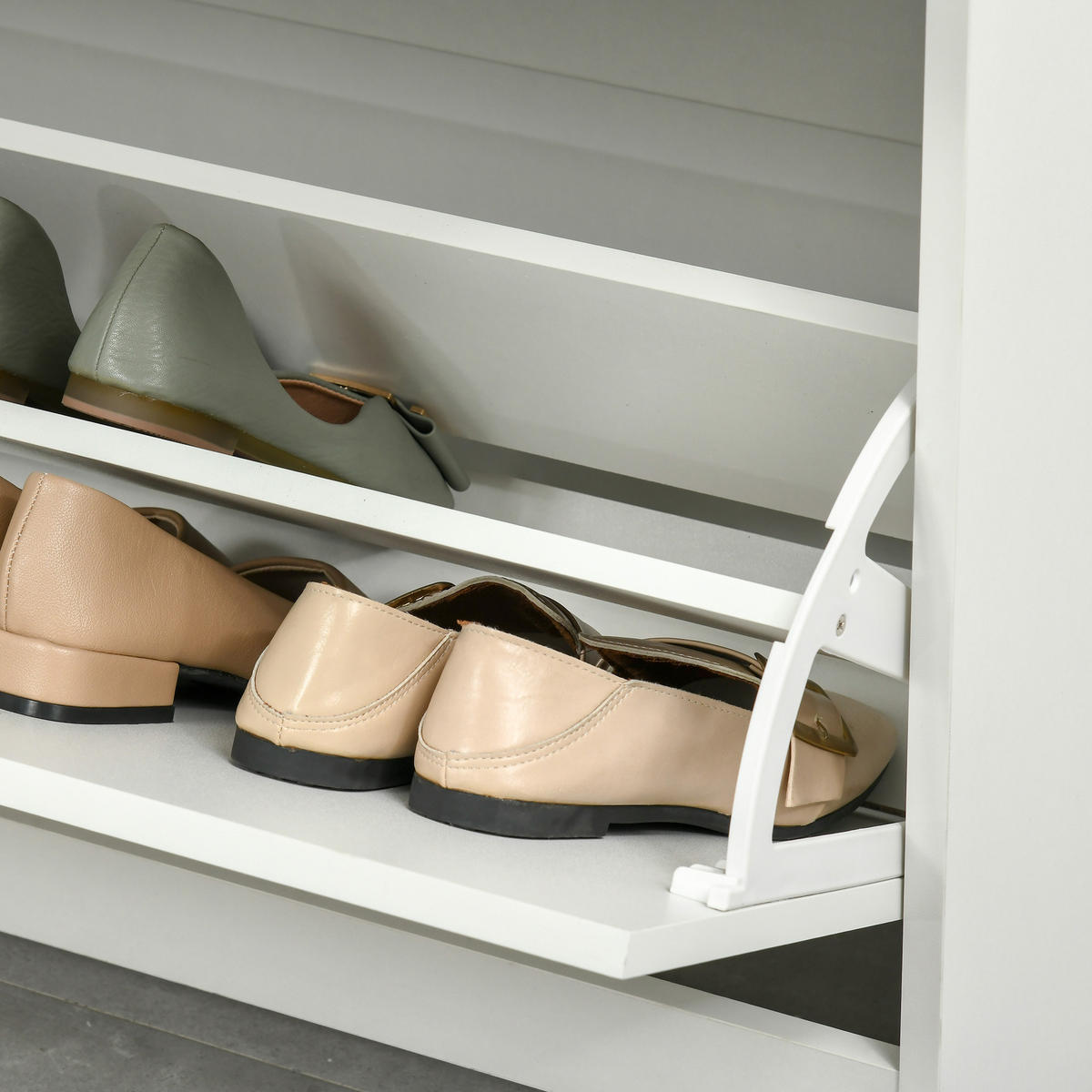 SCHUHSCHRANK DE-14998 2 Klapp-Schubladen & Schubfach Weiß - Weiß, Holzwerkstoff (70/92/29cm) - ComfortXL