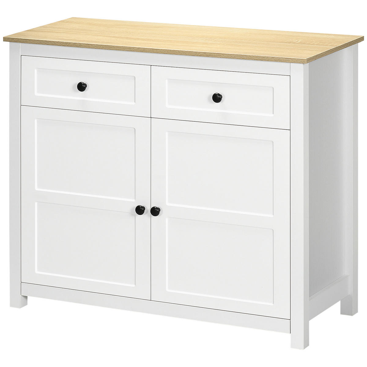 KOMMODE DE-11039 2 Türen mit verstellbarem Boden Weiß/Holzoptik - Weiß, Holzwerkstoff (100/85/40cm) - ComfortXL