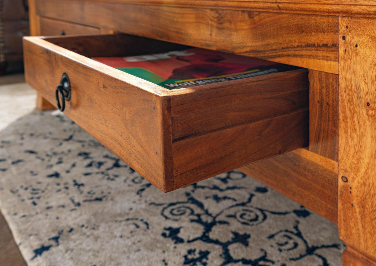 COUCHTISCH Akazie 120x75x40 honig lackiert OXFORD #0445 - Braun, Holzwerkstoff (75/120/40cm)