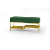 POLSTERBANK MELLO 100 Grün, Goldenes Metallgestell, Velvet - Goldfarben/Grün, Textil/Metall (100/45/35cm) - Bettso