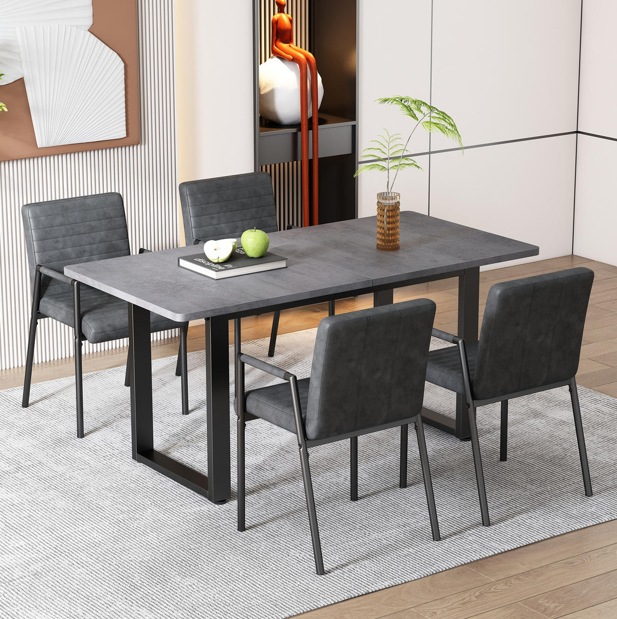 JEDÁLENSKÝ stôl 190 cm čierny/sivý, industriálny štýl, z drevotriesky a kovu - čierna, kompozitné drevo (140/70/75cm) - BEAOK