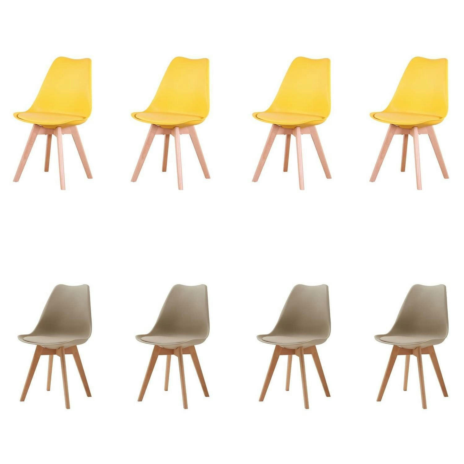 ESSZIMMERSTUHL 8er Set mit abnehmbarem Stuhlkissen Beige+Gelb - Multicolor, Kunststoff (49/83/42cm)
