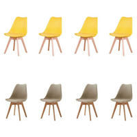 ESSZIMMERSTUHL 8er Set mit abnehmbarem Stuhlkissen Beige+Gelb - Multicolor, Kunststoff (49/83/42cm)