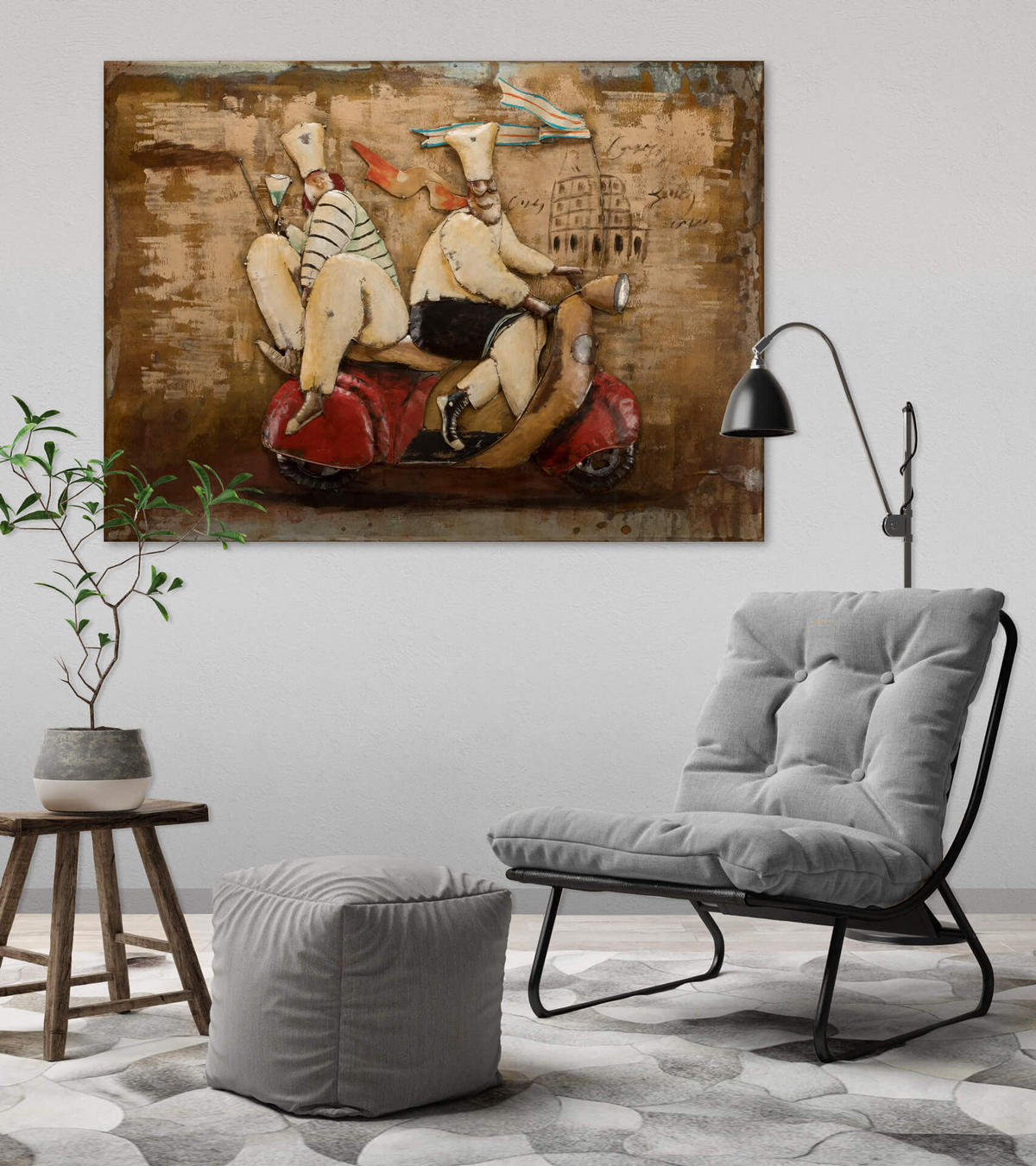 METALLBILD Rot 100/70 cm - Beige/Rot, Metall (4.6/70cm) - KUNSTLOFT