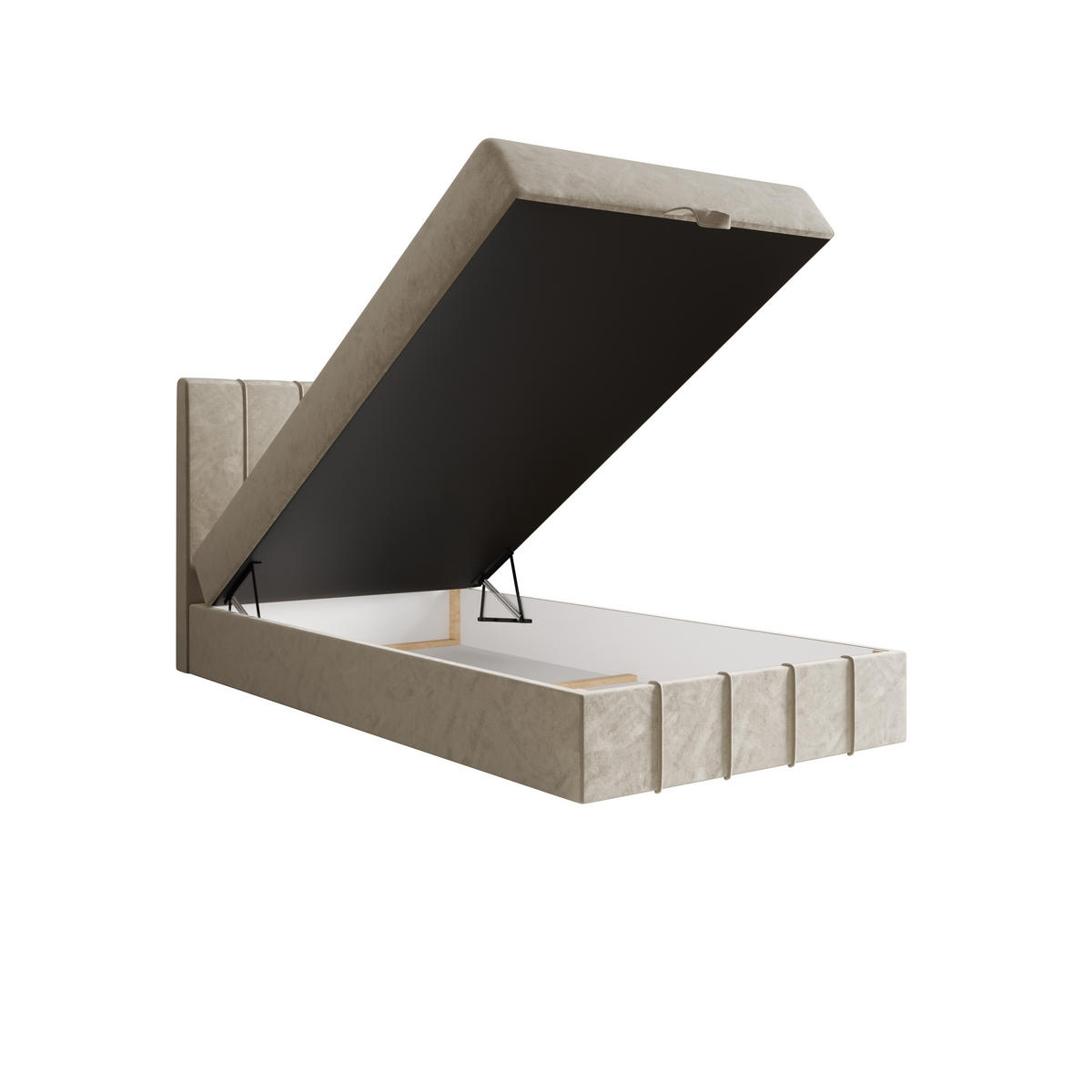 BOXBETT BAHAMA 100x200 Monolith 02, mit Matratze H3 und Topper, Creme - Creme, Holz/Kunststoff (100/200cm) - Bedante