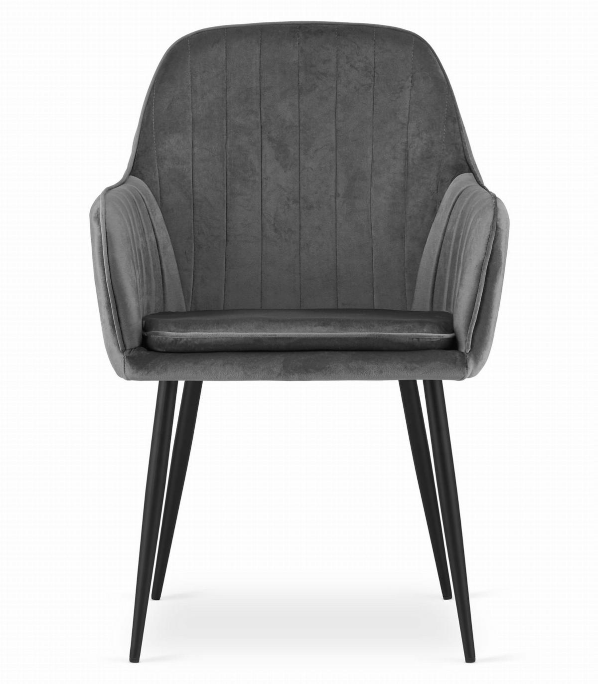 ESSZIMMERSTUHL 2-er Set LUGO dunkelgrauer Sitz, schwarze Beine - Dunkelgrau/Schwarz, Textil (57.5/86.5/56.5cm) - Valora