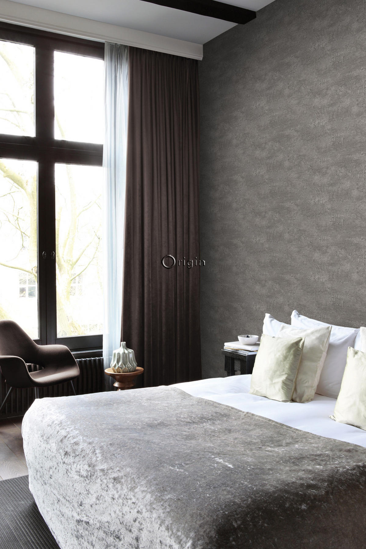 TAPETE Naturstein mit Craquelé-Effekt 53 cm x 10.05 m - Braun, Papier (53/1000cm) - Origin Wallcoverings