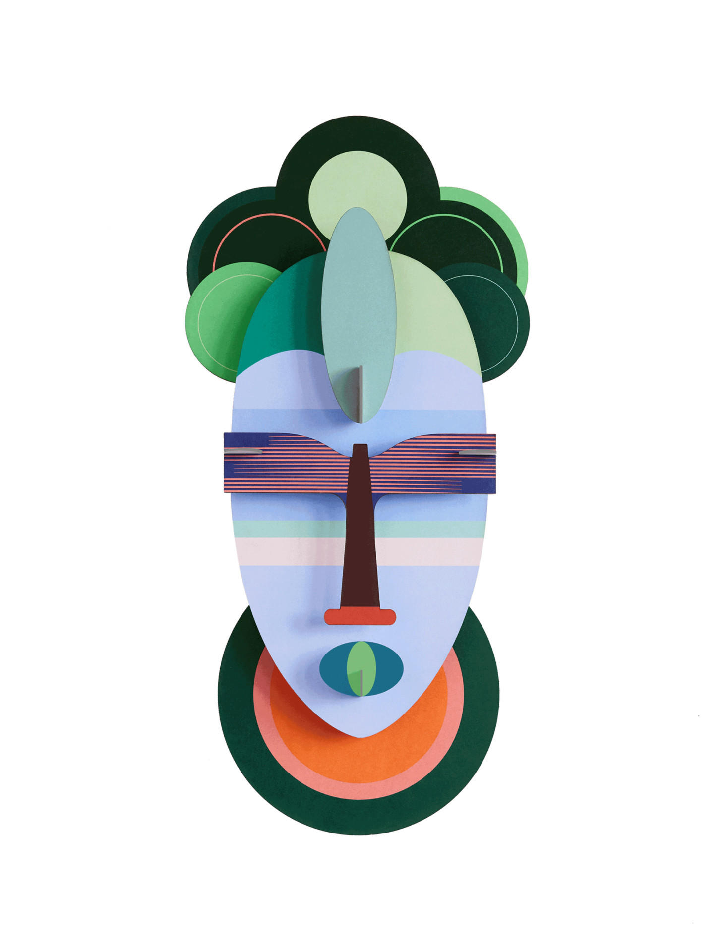 WANDDEKO Abstrakte Maske 4.7/37.1 cm - Multicolor, Wellpappe (4.7/37.1/18cm) - KUNSTLOFT