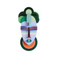 WANDDEKO Abstrakte Maske 4.7/37.1 cm - Multicolor, Wellpappe (4.7/37.1/18cm) - KUNSTLOFT