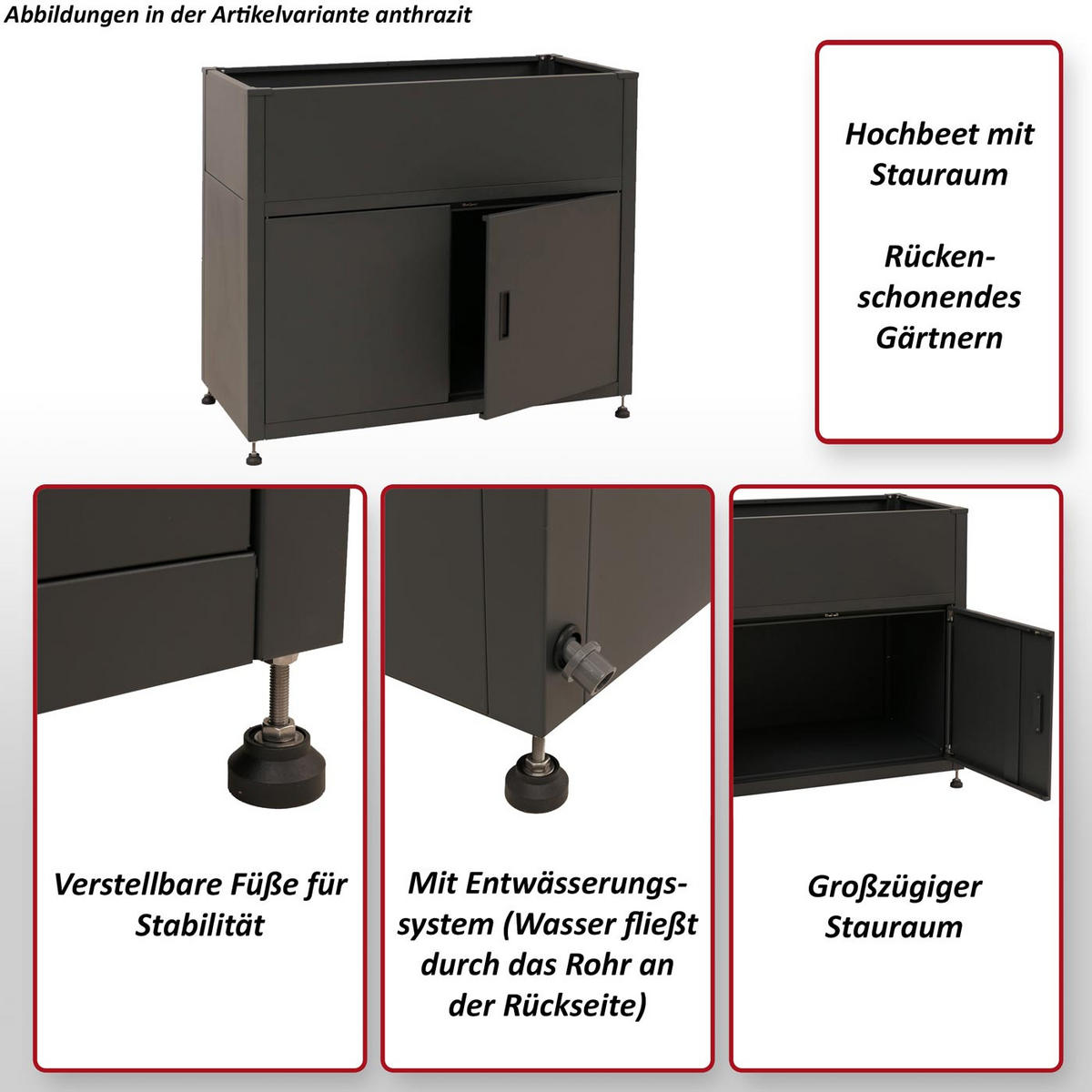 HOCHBEET Grau - Grau, Metall (101/91/51cm) - MCW