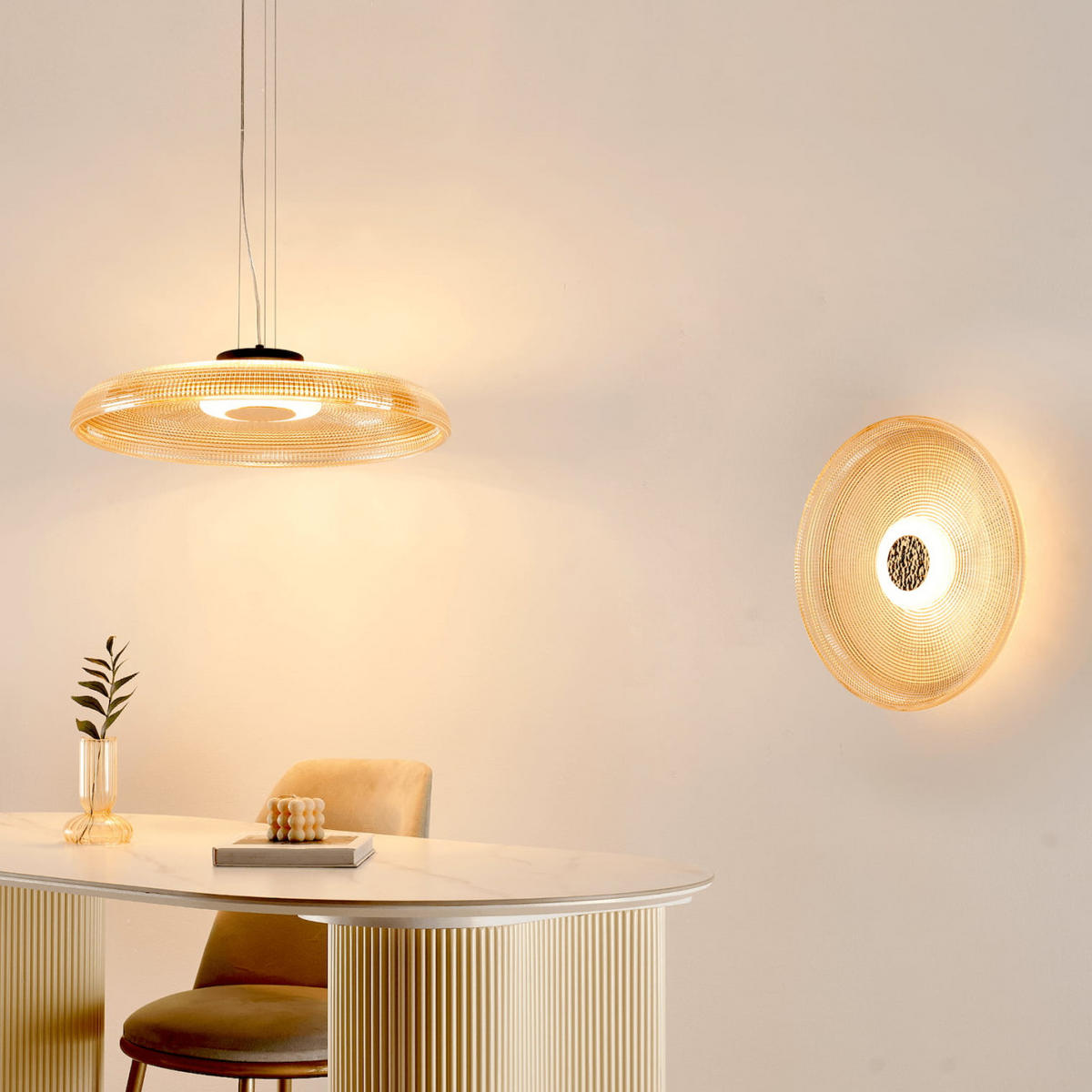 HÄNGELEUCHTE Ossara, Schwarz und Bernstein, 10cm - Bernsteinfarben, Glas (10/40/10cm) - KOSILUM