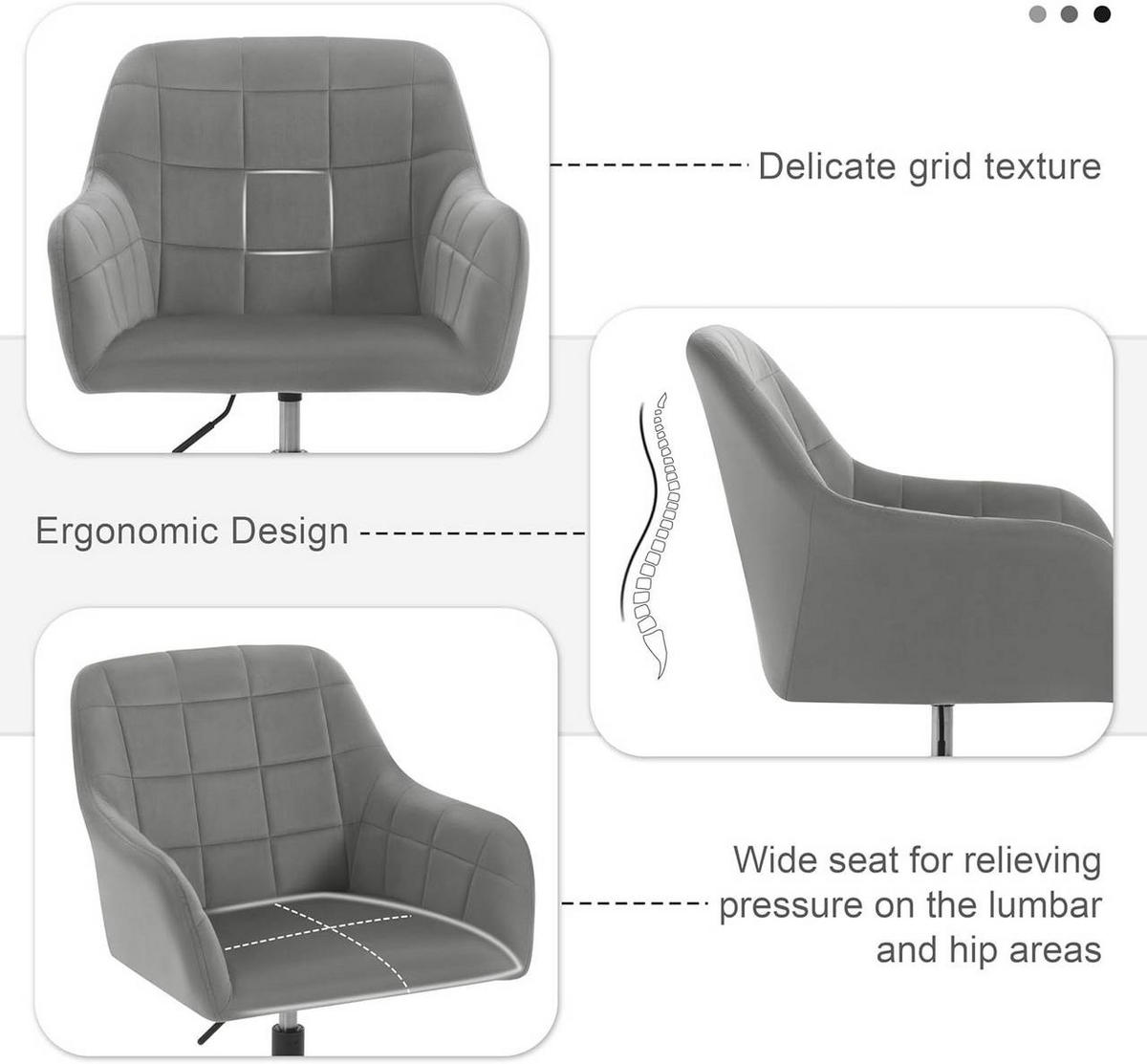 DREHSTUHL drehbar, Bürostuhl ergonomisch, Samt, Dunkelgrau - Dunkelgrau/Schwarz, Kunststoff/Textil (58/77/61cm) - Woltu
