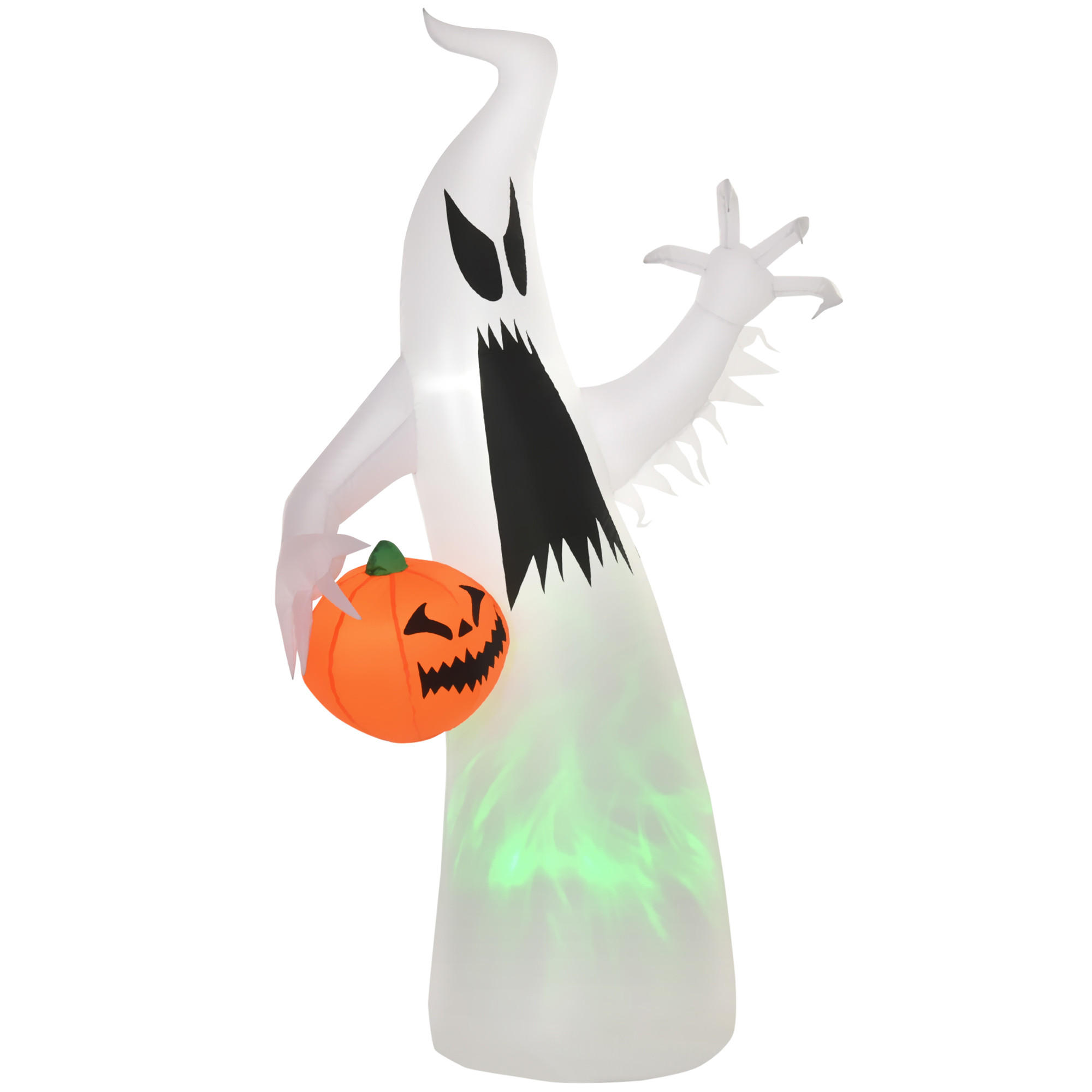 HALLOWEEN AUFBLASBARER GEIST , Weiß, Polyester - Weiß, Kunststoff (65/180/105cm) - HOMCOM
