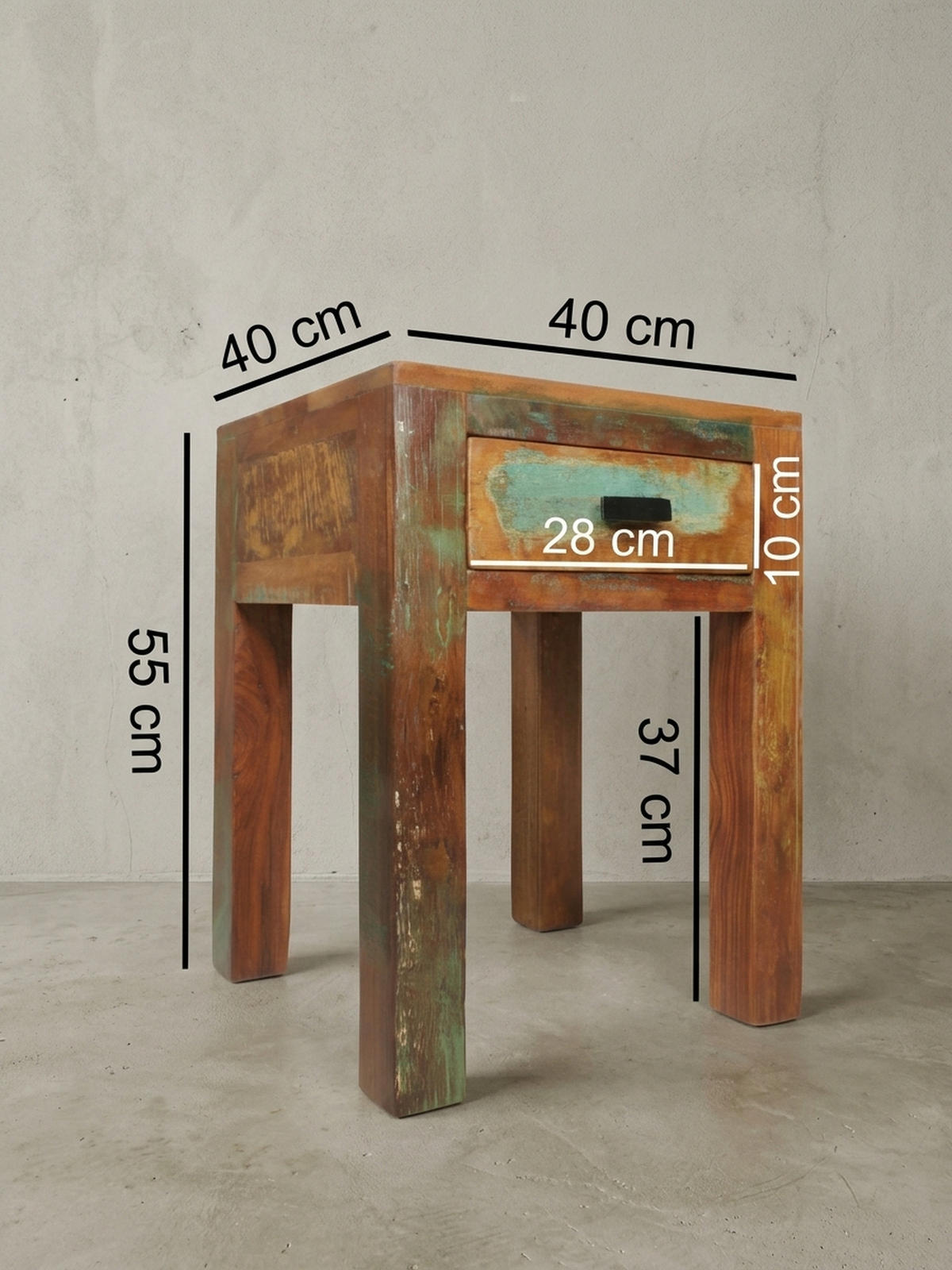 NACHTTISCH – Mango Massivholz Shabby Chic 40x40x55 cm - Braun, Holz (40/40/55cm) - KADIMA DESIGN