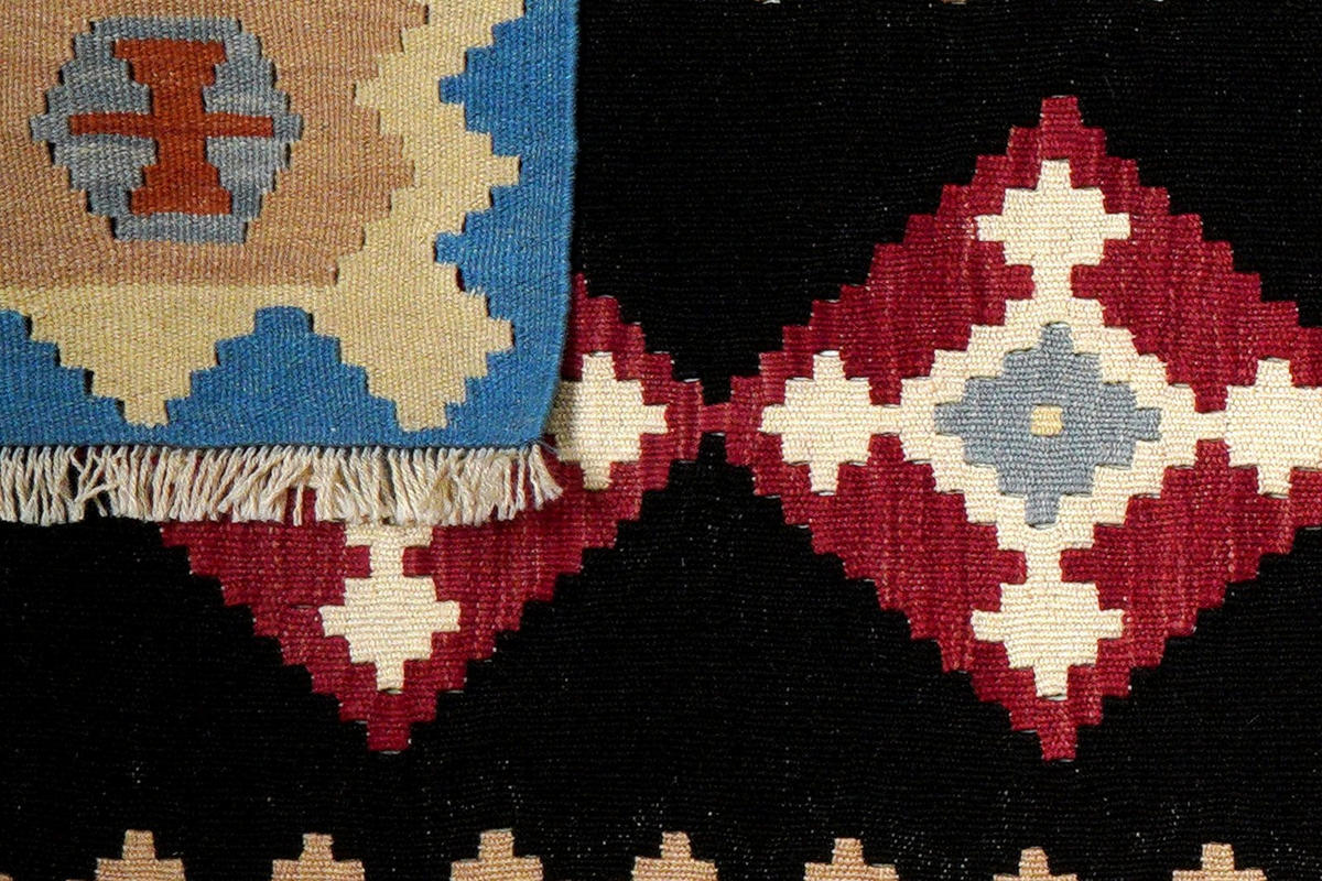 KELIM-LÄUFER handgewebt Gashgai Schwarz 300/92 cm Schurwolle - Schwarz, Textil (92/300cm) - Looma