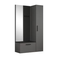 GARDEROBENSCHRANK MODULO 120,6/204/40 cm Modern Garderobe-Set Grau - Schwarz/Grau, Holzwerkstoff (120.6/204/40cm) - MASSENO