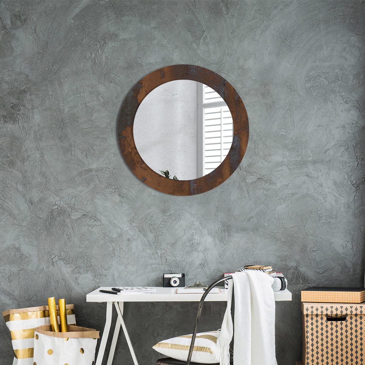SPIEGEL Ø60 cm Rund mit Aufdruck - Braun, Glas (60/60/0.4cm) - TULUP