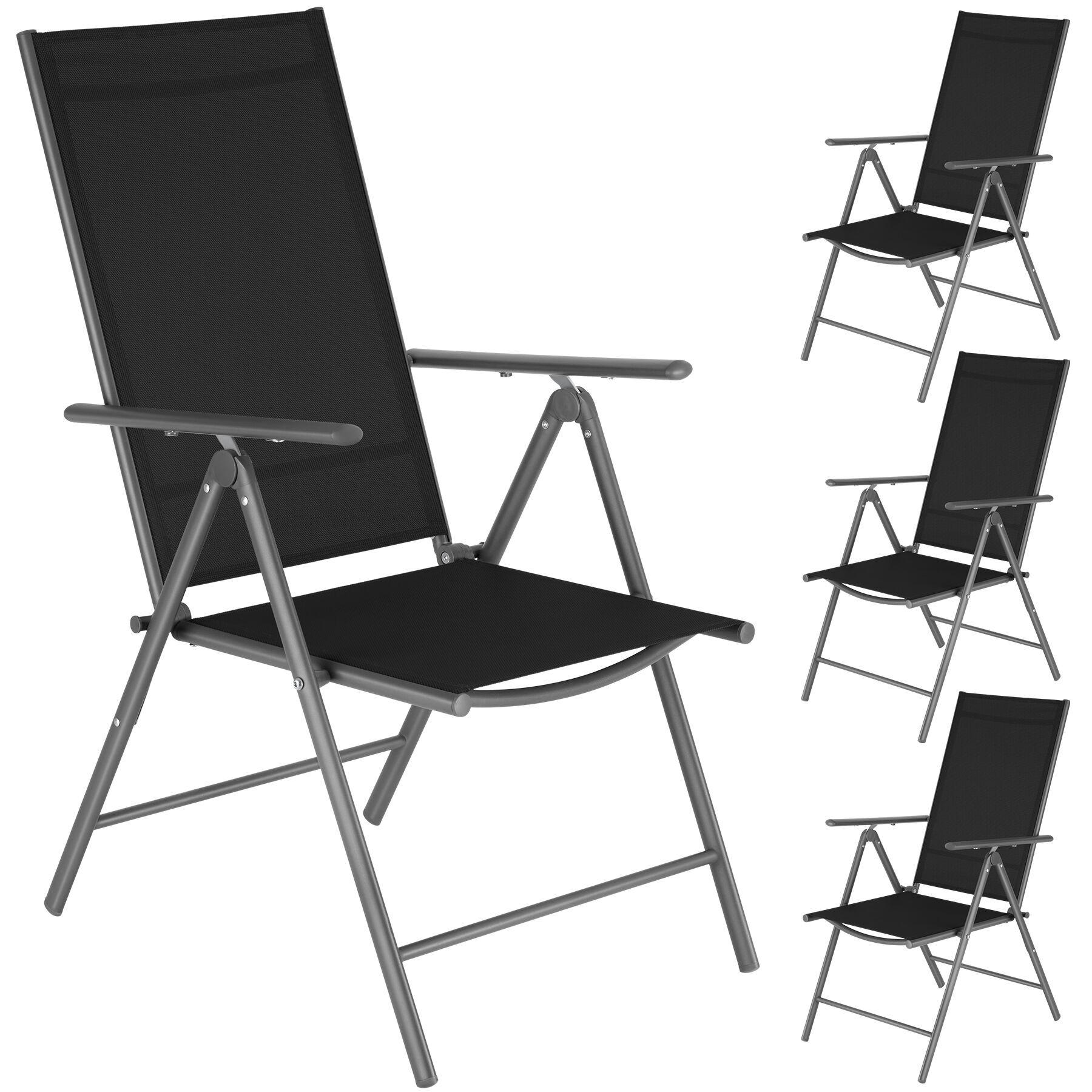 GARTENSTUHL 4er Set Marcellino, 54,5 x 65 x 107,5 cm, anthrazit - Anthrazit/Grau, Metall (54.5/107.5/65cm) - tectake