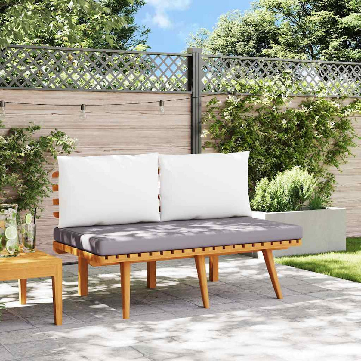 GARTENBANK Mit Kissen 115 Cm Massivholz Akazie - Dunkelgrau, Holz/Textil (115/65/65cm) - vidaXL