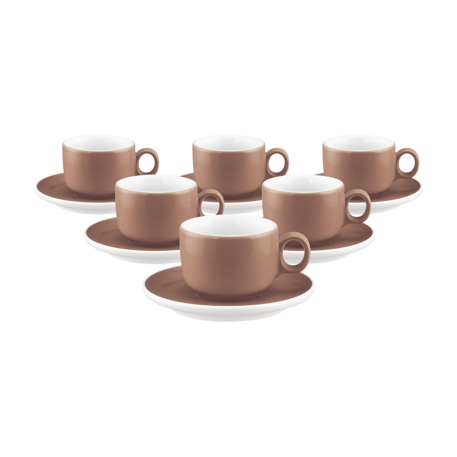 ESPRESSOTASSEN MIT UNTERTASSEN Sento Home Pure Colors Cocoa Brown 80 ml 6er Set - Hellbraun, Keramik (0.08L) - Seltmann Weiden