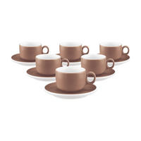ESPRESSOTASSEN MIT UNTERTASSEN Sento Home Pure Colors Cocoa Brown 80 ml 6er Set - Hellbraun, Keramik (0.08L) - Seltmann Weiden