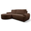 ECKSOFA Dream in L-Form mit Schlaffunktion und Bettkasten, Farbe: Dunkelbraun, Bouclé-Stoff, Ottomane Links - Dunkelbraun, Textil (136/260cm) - VENASI MÖBEL