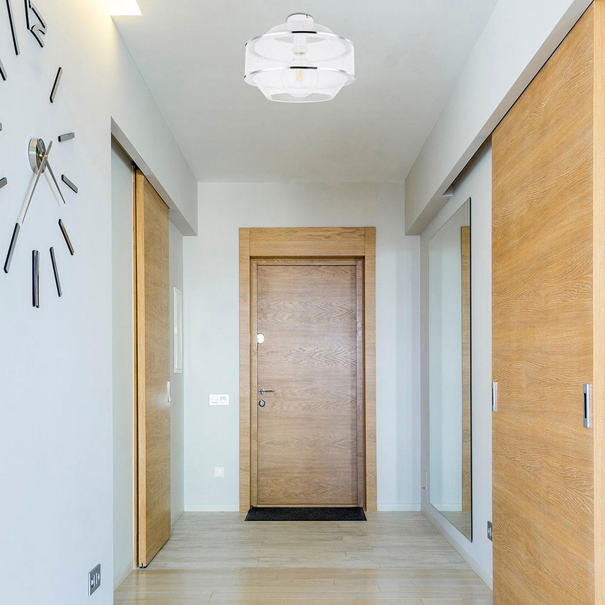 DECKENLEUCHTE Gitter Weiß Chromring Rund - Weiß, Metall (35/35/26cm) - Globo Lighting