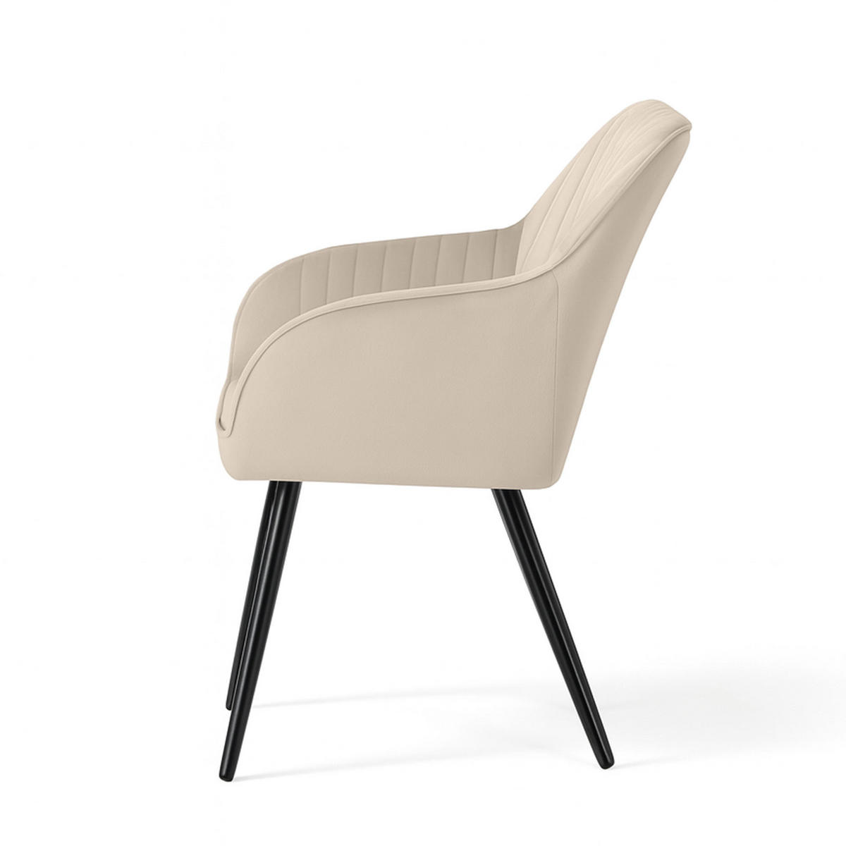 ČALÚNENÁ STOLIČKA, 6-dielna sada, kovové nohy, béžová, čierna 54,5/82/58 - čierna/béžová, textil (55/82/52cm) - RAUMHIRSCH FURNITURE