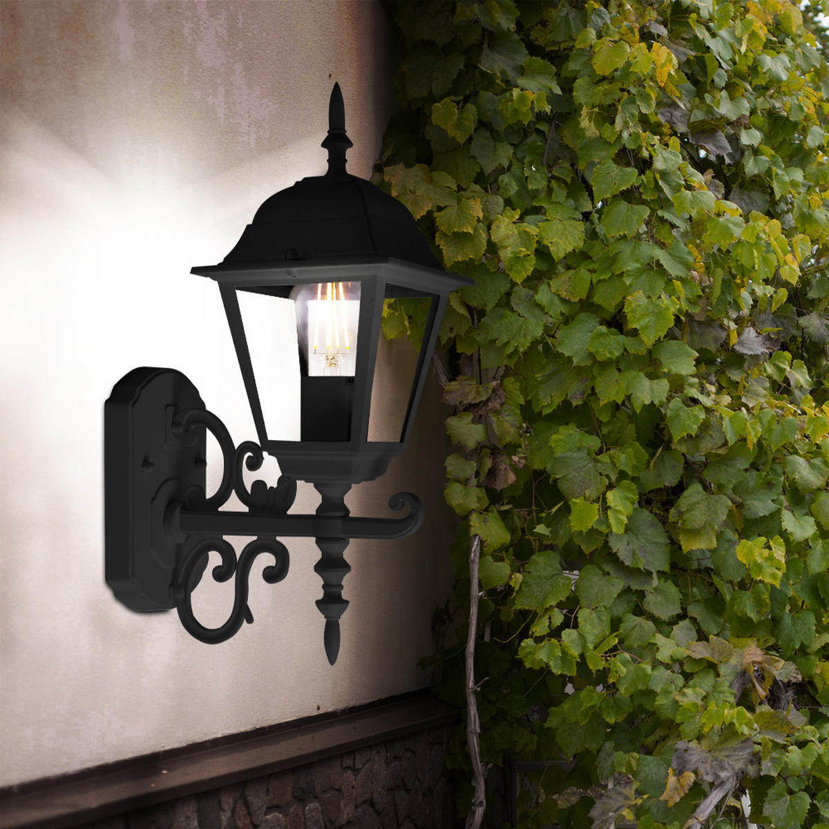 WANDLEUCHTE Aluminium Schwarz Glas Klar - Schwarz, Glas (22.5/14.8/40cm)