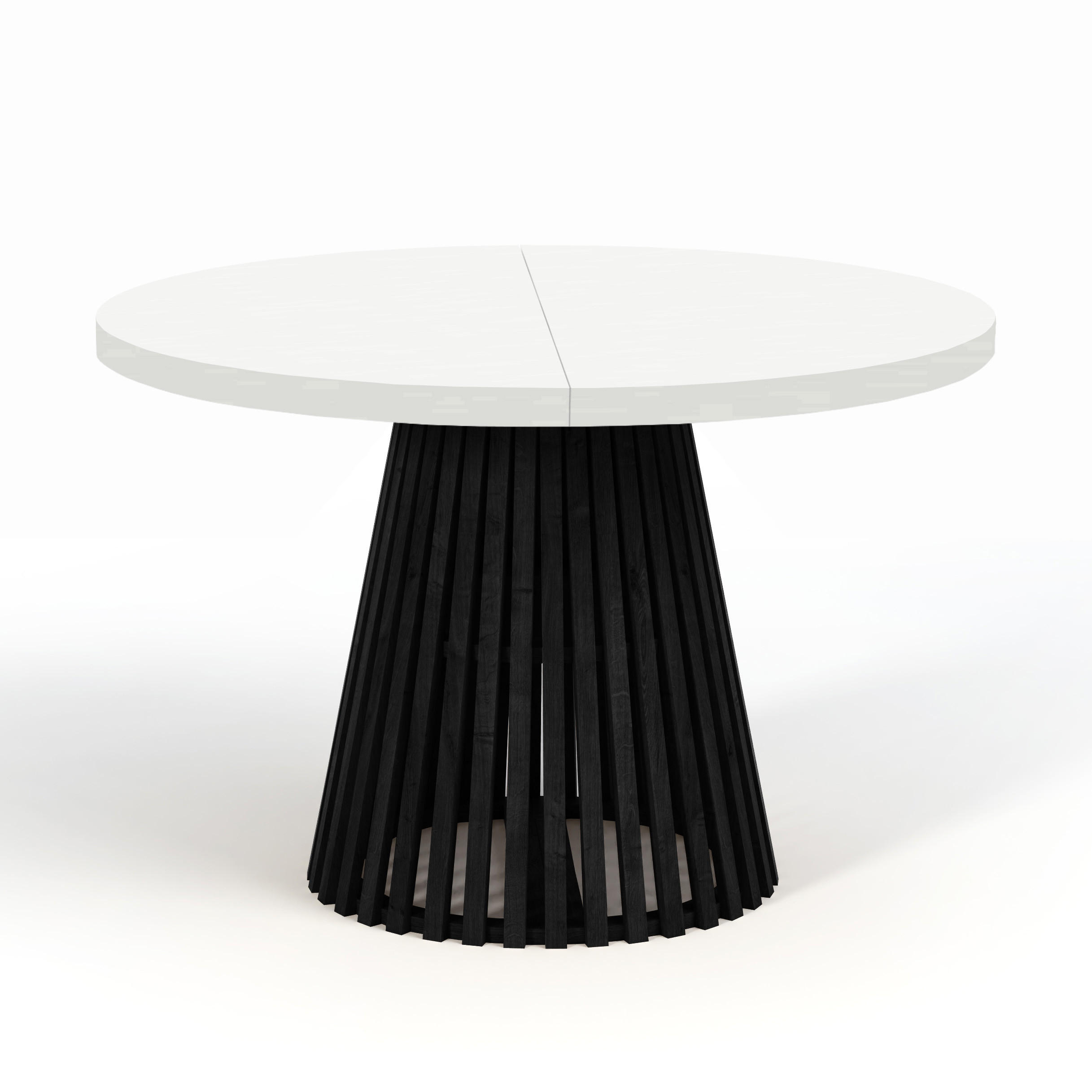 ESSTISCH runder ausziehbarer Tisch für Esszimmer DOVER 100 / 150 cm, Farbe: Weiß / Schwarz - Schwarz/Weiß, Holz (150/100/77cm) - Dekori_Interiors