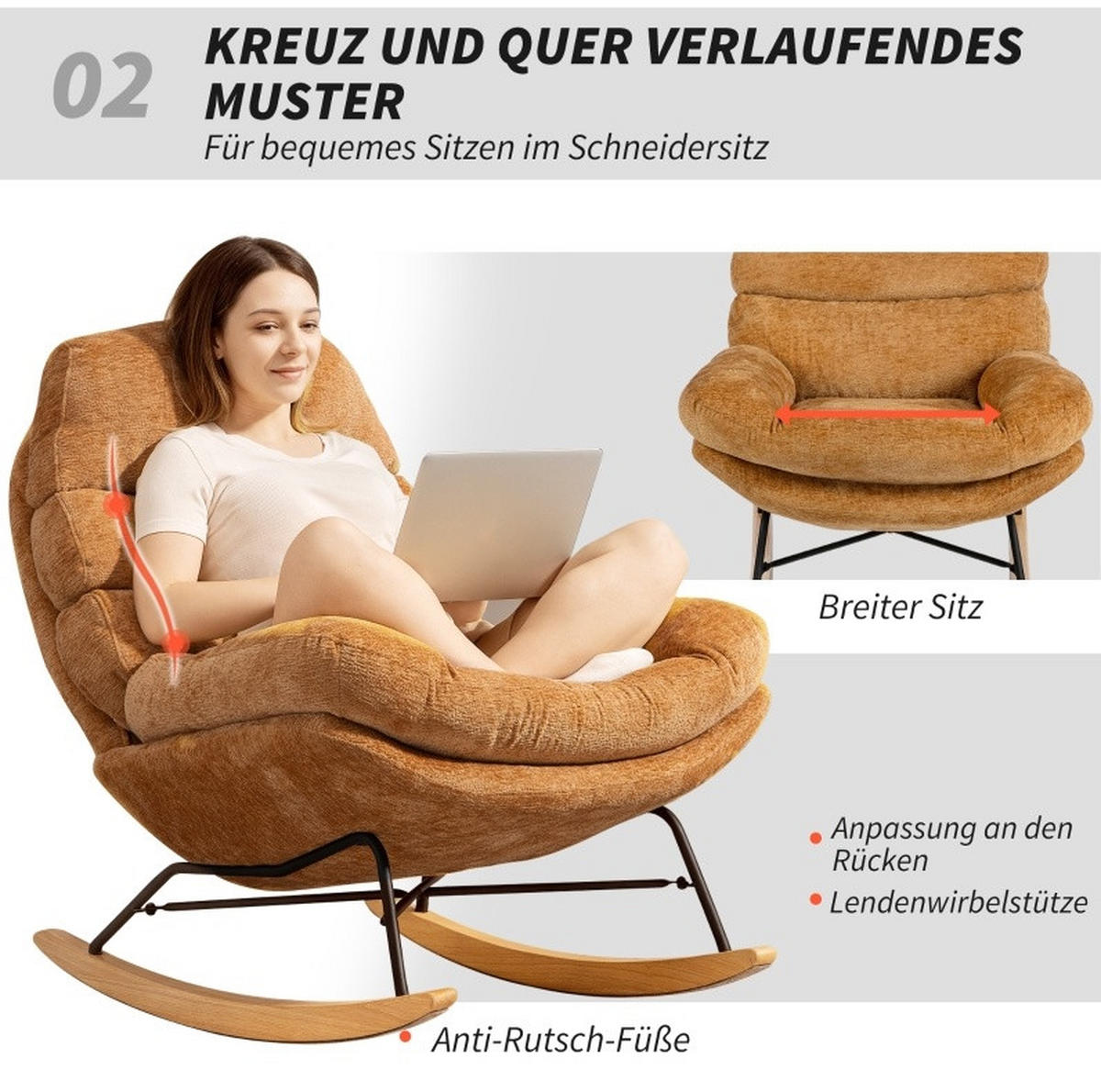 HOJDACIA stolička, 80/103/91 cm žltá, polyester - oranžová, textil (80/91/103cm) - BEAOK
