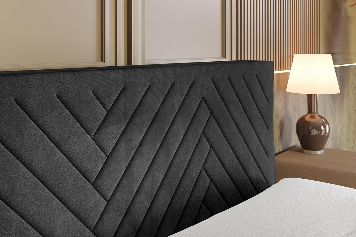 BOXBETT mit Matratze H4 und Lattenrost - VEXA-Z - 160x200 - Schwarz Casablanca - Schwarz, Holzwerkstoff (160/200cm) - ALTDECOR