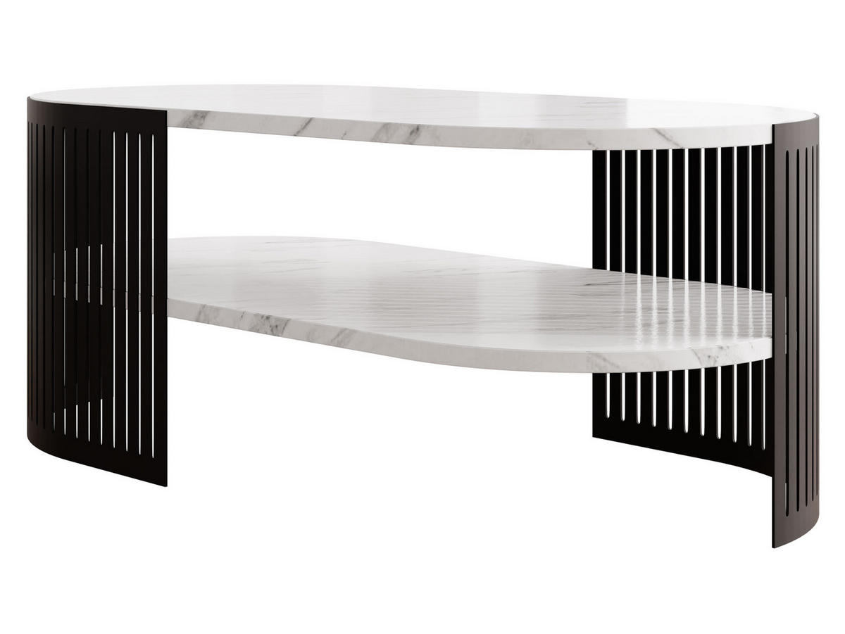 COUCHSITCH Fikoli Oval II - Schwarz/Weiß, Holzwerkstoff/Metall (100/50/40cm) - MIRJAN24