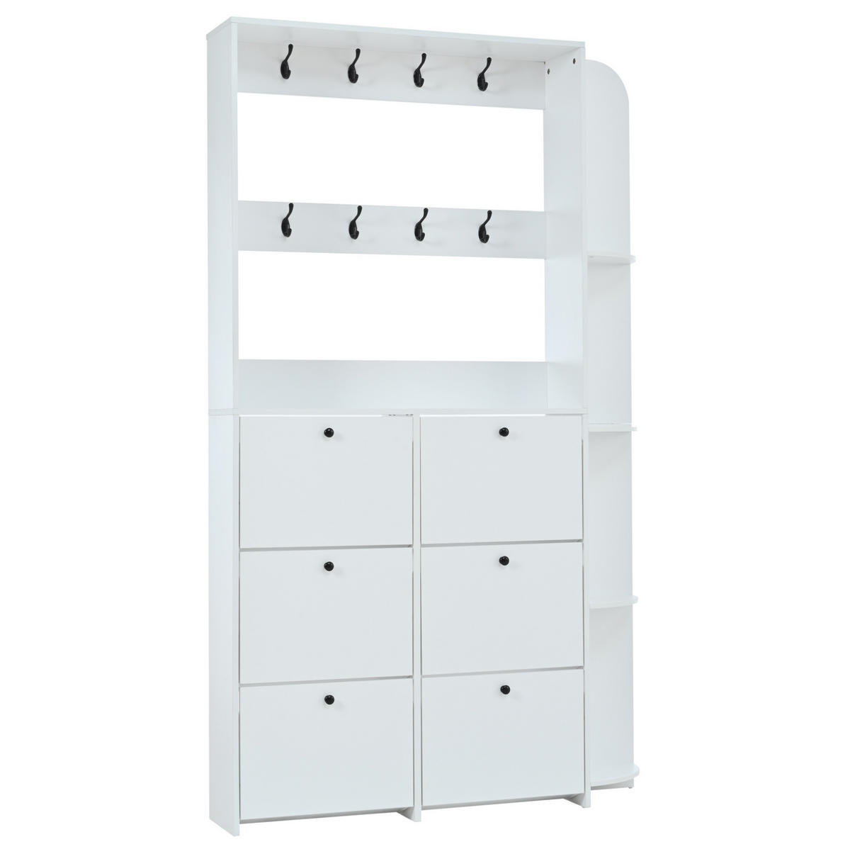GARDEROBENSCHRANK mit Schuhaufbewahrung 120 x 24 x 200 cm Weiß 6 Klapptüren - Weiß, Holzwerkstoff (24/200/120cm) - Beauniv