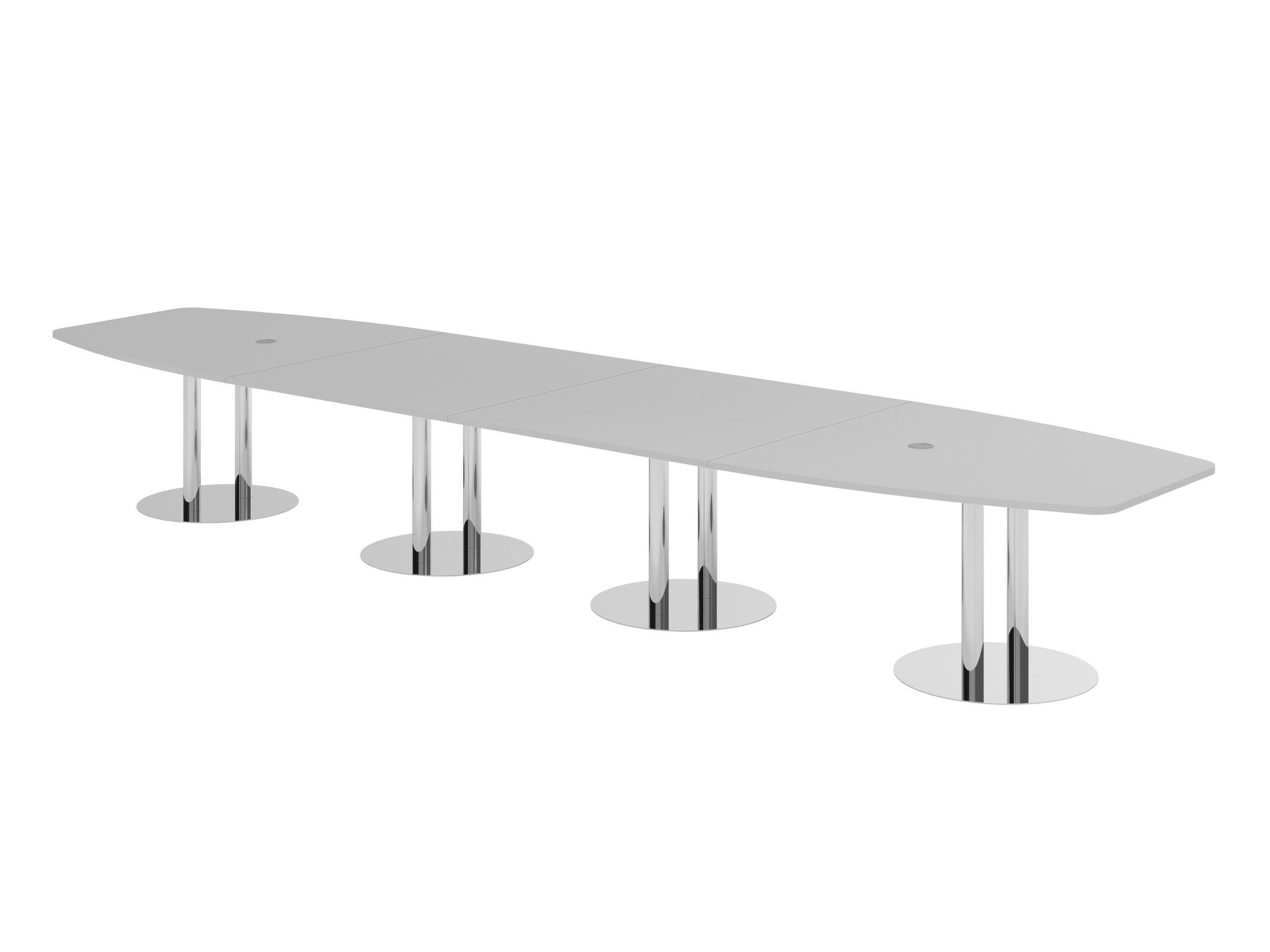 KONFERENZTISCH XXL KT52 130/520/74 cm in Grau/Chromsäulen - Chromfarben/Grau, Holzwerkstoff (130/520/74cm) - bümö