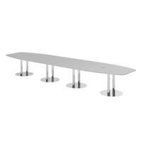 KONFERENZTISCH XXL KT52 130/520/74 cm in Grau/Chromsäulen - Chromfarben/Grau, Holzwerkstoff (130/520/74cm) - bümö