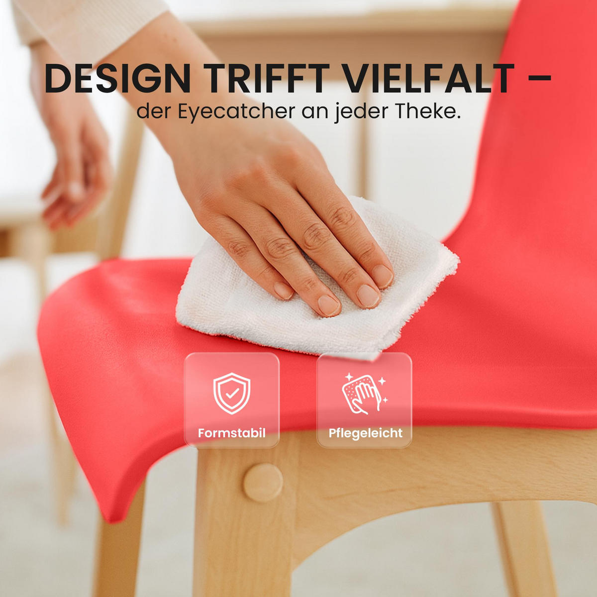 BARHOCKER Holz rot - Eukalyptusholzfarben/Rot, Holz (41/102/46cm) - CLP